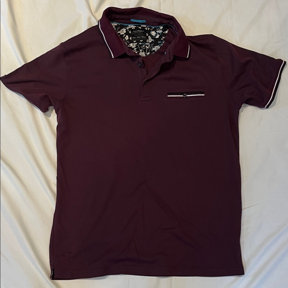 Men's Cactus Man Polo Shirt in Burgundy with Contrast Trim